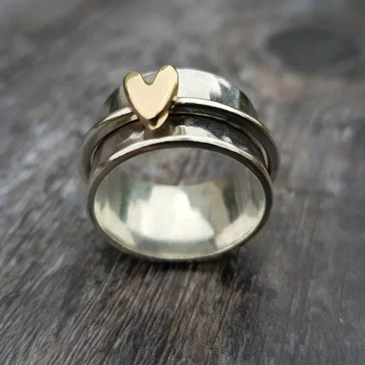 Charming Silver Heart Dangle Ring for Women