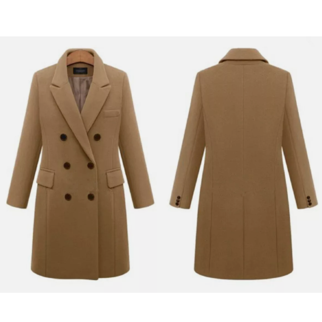 Chic Women's Double-Breasted Long Coat for Work and Events