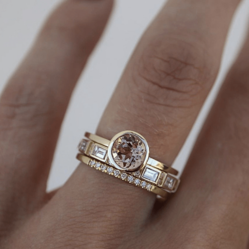 Elegant Inlaid Crystal Gold Ring Collection