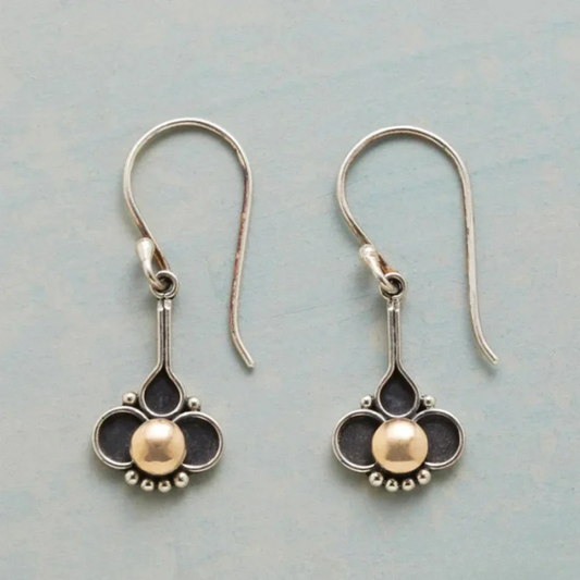 Chic Bohemian Silver Pearl Clover Earrings