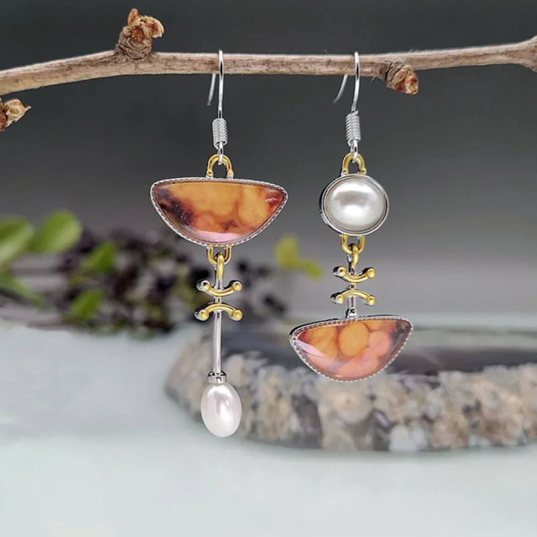 Bohemian Orange Gemstone Earrings for Chic Events