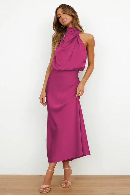 Wedding Guest Dress – Chic Satin Halter