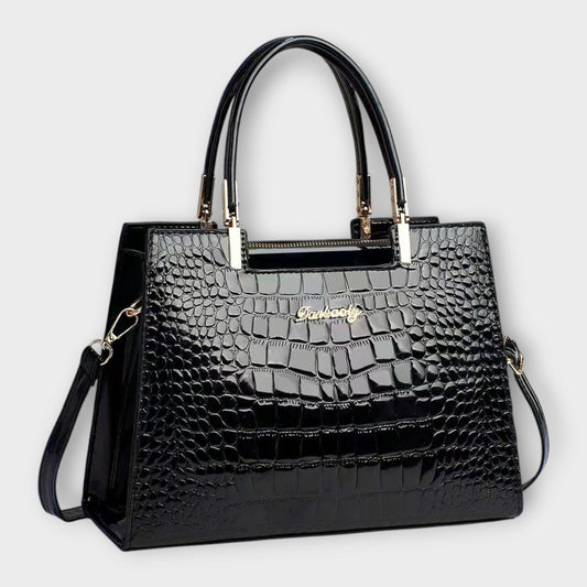 Glossy Crocodile Pattern Handbag for Chic Occasions