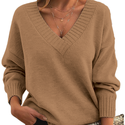 Jennifer - Cozy V-Neck Knit Sweater for Everyday Wear