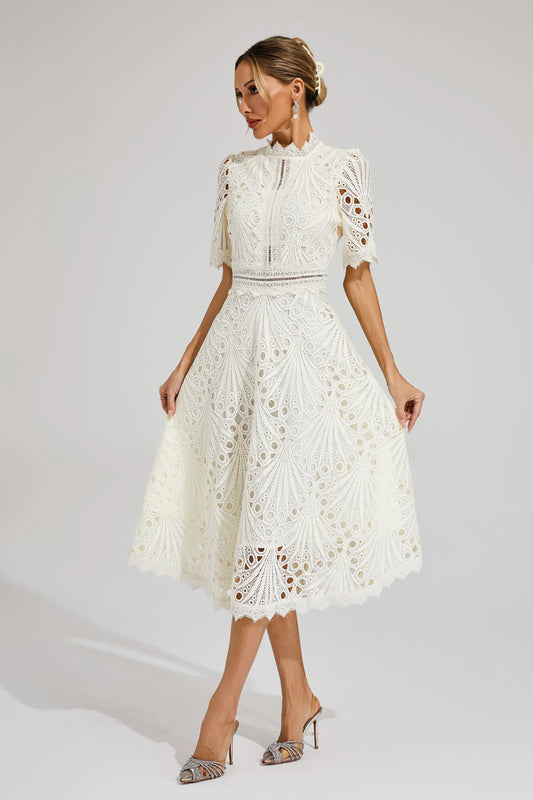 Chic Lace Midi Dress for Weddings & Events