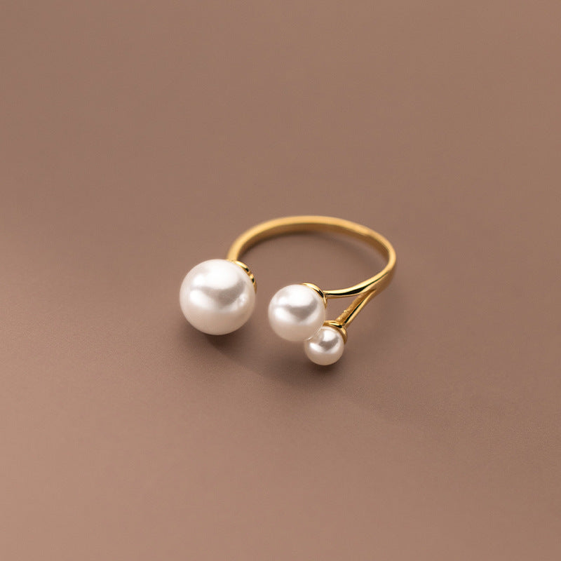Personalized Trio Pearl Ring for Daily Style