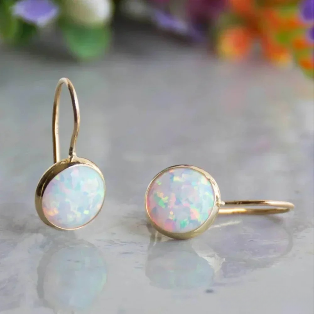 Stunning Antique Opal Gold Statement Earrings