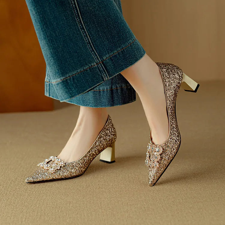 Gloria Glitter Heels for Evening Glam