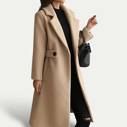 Chic Women's Maxi Coat with Wide Lapels for Fall/Winter