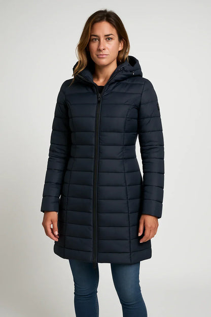 Women's Quilted Hooded Puffer Jacket for Outdoor Wear
