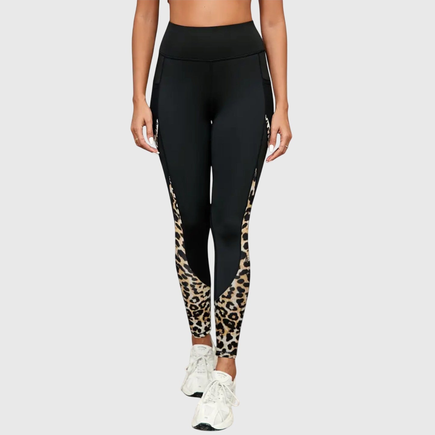 Stylish High-Waisted Leopard Print Workout Trousers