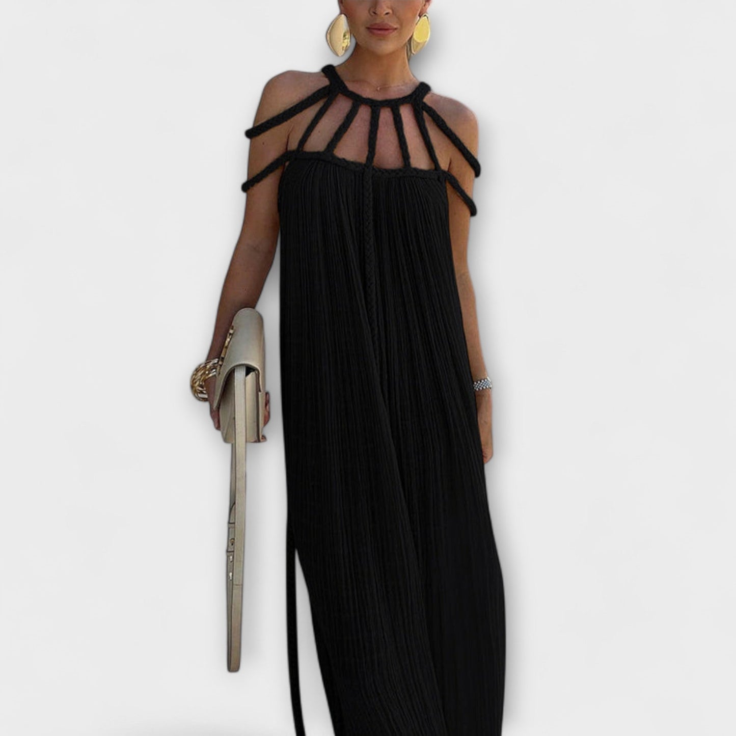 Briar - Linen Blend Maxi Dress with Draped Straps for Any Occasion